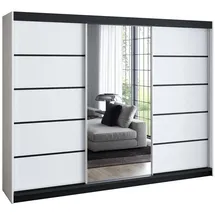 A&J MöbelLand Schiebetürenschrank VILUNO 4 200 x 215 x 59,5 cm Weiß/Schwarz