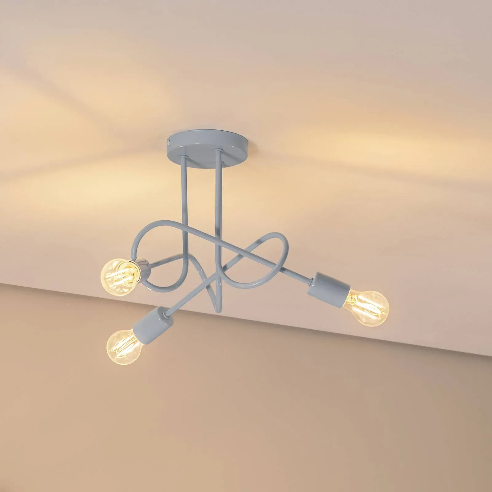 Deckenlampe Oxford HELAM, dimmbar, blau, für Wohn- / Esszimmer, Metall, Deckenlampe - 44 cm - 44 cm - 40 cm
