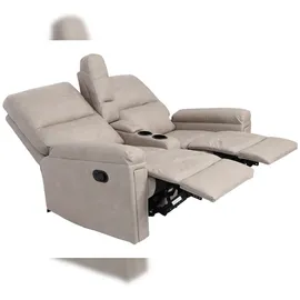 Mendler 2er Kinosessel HWC-K17, Relaxsessel Fernsehsessel Sofa, Nosagfederung Getränkehalter Fach ~ Stoff/Textil hellgrau