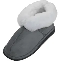 Hausschuhe aus Lammfell in 2 Farben mit fester Sohle - Grau - 39