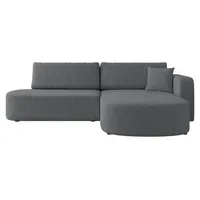 MIRJAN24 Ecksofa Zerte Cord, mit Schlaffunktion und Bettkasten, L-Form Sofa (Poso 22, Ecksofa: Rechts) - Grau