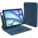 HOU für iPad Air 5 Hülle mit Tastatur für iPad Air 6 11 Zoll, für iPad Pro 11 Hülle mit Tastatur (4./3./2./1st),für iPad Air 4. Hülle mit Tastatur, Ultra Slim,Verstellbarer Ständer,QWERTZ,Blau