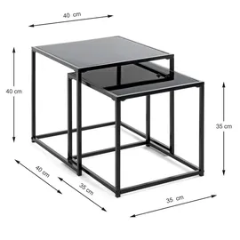 Haku-Möbel HAKU Möbel Beistelltische-Set Sicherheitsglas schwarz