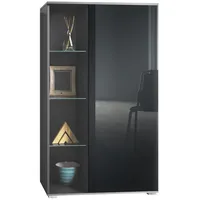 Vladon Vitrine, Schwarz Hochglanz, 71.5x134x35 cm, Wohnzimmer, Wohnwände, Vitrinenschränke
