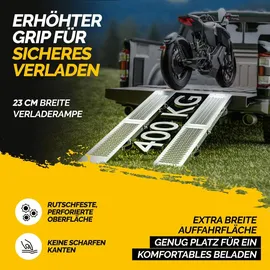 monzana Auffahrrampe Stahl 171 cm silber 2 Stück klappbar 400 kg Tragkraft