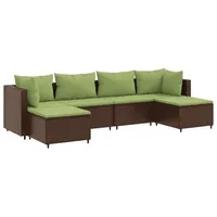 vidaXL 6-tlg. Garten-Lounge-Set mit Kissen Braun Poly Rattan