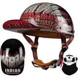 Wttagkl Vintage Motorradhelm ECE-geprüft | Retro Halbschalenhelm mit Schnellverschluss | Leicht & Belüftet für Scooter, Cruiser, Chopper (Damen/Herren),J-L(57~58cm)