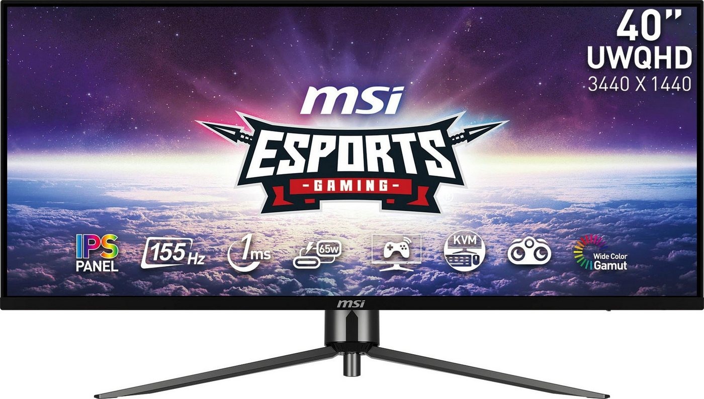 MSI MAG401QR Gaming-LED-Monitor (102 cm/40 ", 3440 x 1440 px, UWQHD, 1 ms Reaktionszeit, 155 Hz, IPS, 3 Jahre Herstellergarantie, USB-C) schwarz