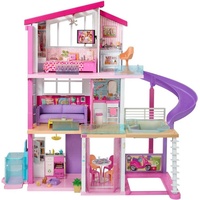 Barbie Puppenhaus Dream House, 3-stöckiges Puppenhaus mit 8 Zimmern, Barbie-Pool, (Dreamhouse, Puppen Haus, Puppenhäuser, Set, mit Rutsche, 70-tlg., ab 3 jahren, Puppenvilla Dollhouse, Film, Beleuchtung), Puppenhaus Barbie xxl groß, The Movie, Barbiehaus, Puppenstube Puppen