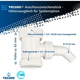 tecuro Anschlusszwischenstück Höhenausgleich Geruchsverschluss Weiß