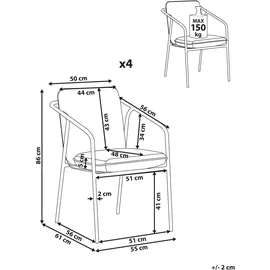 Beliani Asciano Gartenstuhl 86 x 0 x 0 cm grün 4 St.
