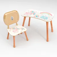 ANRO Kindertisch mit Stuhl Kindersitzgruppe Kinder Tisch Stuhl Set Holz für Kleinkinder Motiv Dream Unicorn für Jungs und Mädchen