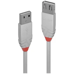 LINDY USB-Kabel USB 2.0 USB-A Stecker, USB-A Buchse 0.20 m Grau  36710