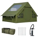 Relaxdays Aufblasbares Campingzelt 5-6 Personen Grün