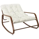 Home Deco Factory HOME DECO FACTORY, HDO7309, Schaukelstuhl Miami, weißes Holzimitat, natürliches Crush, Möbel, Gartenmöbel, Sitz für den Außenbereich, 92 x 69 x 130 cm, Sitzhöhe 46 cm, Beigebraun