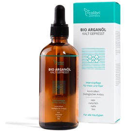 colibri skincare Bio Arganöl 100ml - kaltgepresst, fördert Haarwachstum und stärkt die Haarwurzeln - Auch für Gesicht geeignet - Haaröl & Gesichtsöl - Made in Germany