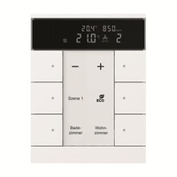 Busch-Jaeger Raumtemperaturregler mit CO2/Feuchte-Sensor 6-fach studioweiß, Bedienelement (SBC/U6.0.11-84)