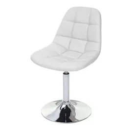 Mendler 2er-Set Esszimmerstuhl HWC-A60, Stuhl Drehstuhl, Chrom ~ Kunstleder weiß