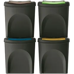 WellHome - Set mit 3 schwarzen Kunststoff-Mülleimern 4x25L