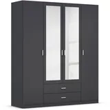 Rauch Kleiderschrank RAUCH "Schrank Garderobe Wäscheschrank GAMMA in 3 Breiten", grau (graumetallic), B:181cm H:210cm T:54cm, Holzwerkstoff, Schränke, Kleiderschrank, viel Stauraum mit 6 Schubladen, mit Spiegel TOPSELLER MADE IN GERMANY, Topseller