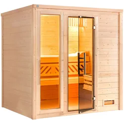 Sauna WEKA "Massivholzsauna BERGEN 1.8", beige (natur), Saunaofen, integrierte Steuerung, 5,4 kW, Saunen, Blockbohlen, naturbelassenes Fichtenholz