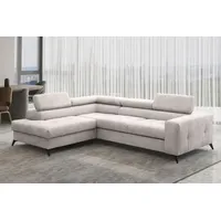 Kaiser Möbel Ecksofa mit schlaffunktion und bettkasten, Sofa L-form, Couch L-form Arcadi Dicker Cord Ecru Links - Beige