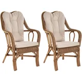Set/2 Rattan Wintergartensessel Harrison Sessel hohe Rückenlehne (Vintage Braun)