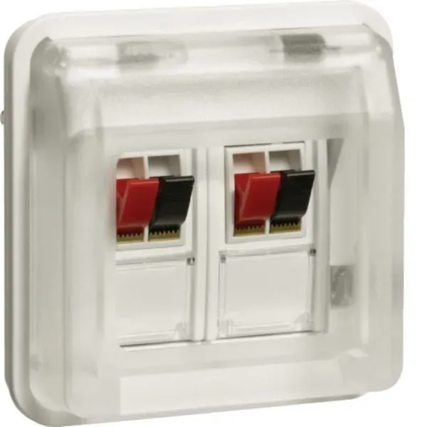 Hager WNA626B Lautsprecher-Anschlussdosen-Einsatz 2-fach mit Klappdeckel, W.1 IP55, polarweiß