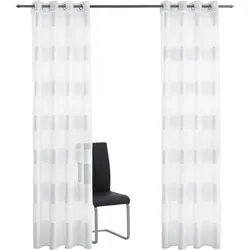 decolife Gardine »Alia«, (1 St.), weiße transparent-dichte Blocksteifen decolife weiß 245 cm