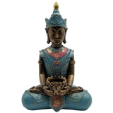 Dehner Polyresin-Buddha, ca. H34,5 cm, türkis/Kupfer/Gold/rot