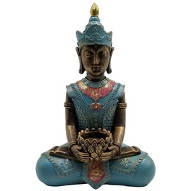 Dehner Polyresin-Buddha, ca. H34,5 cm, türkis/Kupfer/Gold/rot