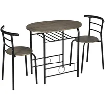 Homcom Essgruppe, Esstisch mit 2 Stühlen Küchentisch mit Ablagefach, Schwarz