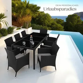 Tectake Rattan Sitzgruppe 8-tlg. Schwarz