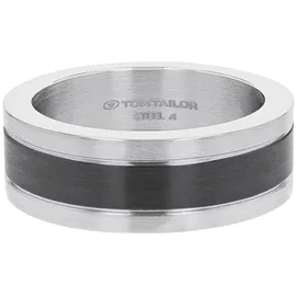Tom Tailor Ring Edelstahl, IP schwarz in bicolor | Gr.: 60
