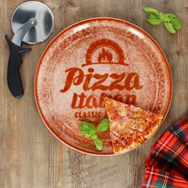 Mambocat 4er Set Pizzateller rot & schwarz 31cm Ø 2x ZREC02 & 2x ZREC04