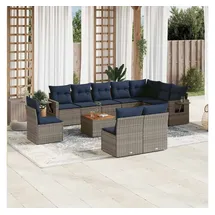 vidaXL Gartensofa-Set 11-tlg. grau Polyrattan