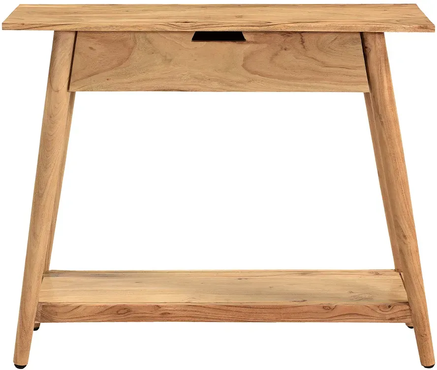 Console naturelle avec tiroir en bois massif L90 cm FRANKLIN