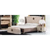 Xlmoebel Schlafzimmer-Set Luxus Doppelbett mit Nachttischen in elegantem Design, (3-tlg., Bett, 2х Nachttische), Hergestellt in Europa beige