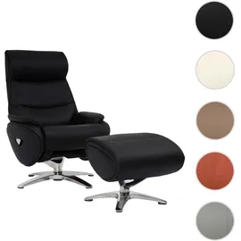 Mendler Relaxsessel HWC-K98 Kunstleder 77 x 110 x 77 cm Schwarz mit Hocker