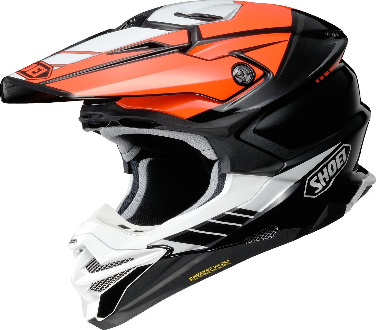 Shoei VFX-WR 06 Jammer Motocross Helm, schwarz-weiss-orange, Größe S für Männer