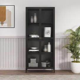 [en.casa] Vitrinenschrank Säkylä 180 x 80 x 35 cm Schwarz