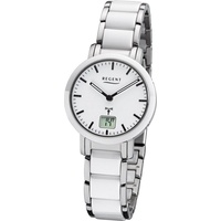 Regent Funkuhr Regent Metall Damen Uhr FR-264, Damenuhr Metallarmband weiß, silber, rundes Gehäuse, klein (ca. 30mm) weiß