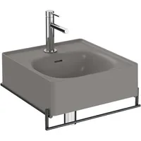 Vitra Equal Handwaschbecken-Set steingrau matt VC, Handtuchhalter Metall schwarz