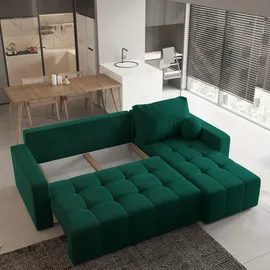 masseno Eckcouch Polyester mit Schlaffunktion 2-Sitzer Grün