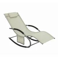 SoBuy Sonnenliege mit Tasche Garten Metall Kunstfasergewebe Beige OGS28-MI