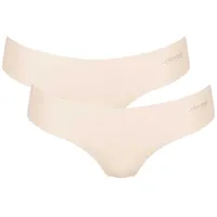 Sloggi Damen String, 2er Pack Zero Microfibre 2.0 Hipstring, Mikrofaser, einfarbig Creme XS