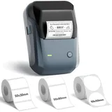 Niimbot Etikettendrucker, B1 Bluetooth Etikettiergerät mit Größeres Etikett, Selbstklebendes Aufkleber Druckgröße 20-50 mm Kompatibel mit iOS und Android für Heim, Büro, Blau + 3 Etikettenrollen