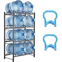 Vevor Wasserkrughalter mit 4 Ebenen, 5 Gal Wasserflaschenhalter, zweireihiges Wasserflaschenregal aus Eisen für 8 Flaschen, robustes Wasserkrugregal Wasserkrughalter für Küche Büro Wohnzimmer schwarz