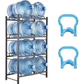 Vevor Wasserkrughalter mit 4 Ebenen, 5 Gal Wasserflaschenhalter, zweireihiges Wasserflaschenregal aus Eisen für 8 Flaschen, robustes Wasserkrugregal Wasserkrughalter für Küche Büro Wohnzimmer schwarz