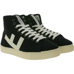 FLAMINGOS LIFE El Camino Damen High-Top Sneaker faire- und nachhaltige City-Schuhe aus Canvas Made in Spain Schwarz/Weiß - 36